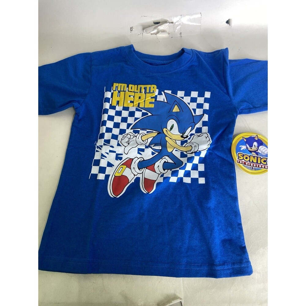 Sonic The Hedgehog Blue Graphic Print Short Sleeve Tee T-Shirt Boys Size 6